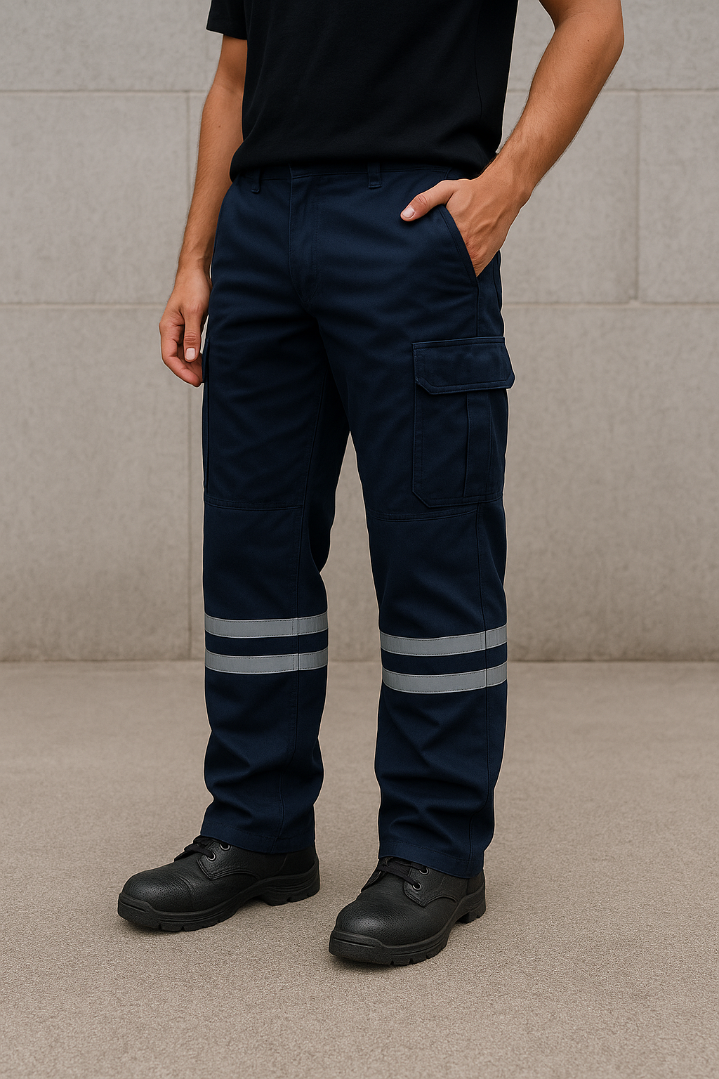 Pantalón tipo cargo con reflejante