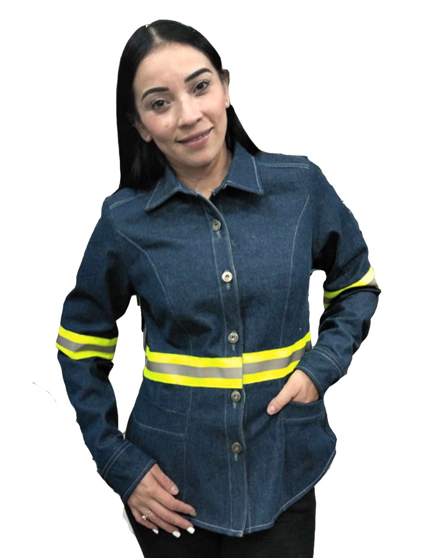 Camisa De Mezclilla Con Reflejante para Dama