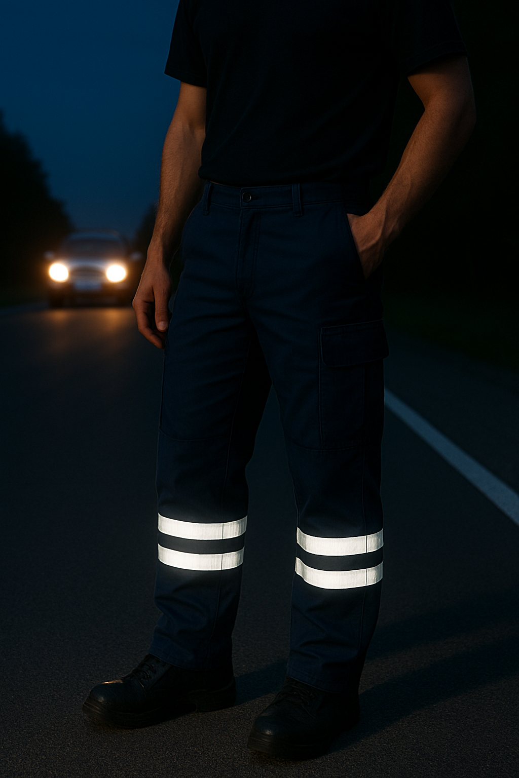 Pantalón tipo cargo con reflejante