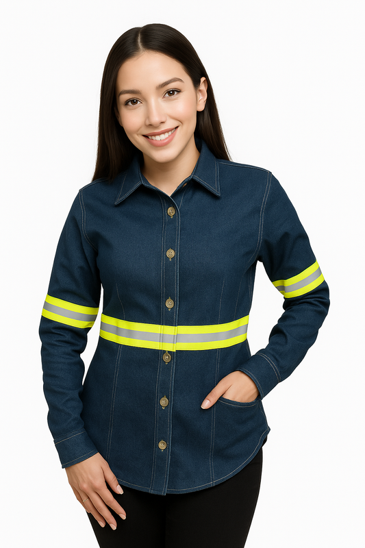 Camisa De Mezclilla Con Reflejante para Dama